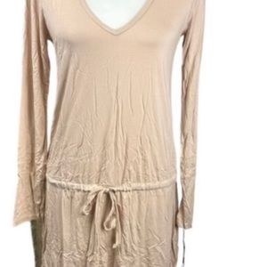 Michael Lauren Noel Long Sleeve V-Neck Dress in Champagne Size Extra Small NWT